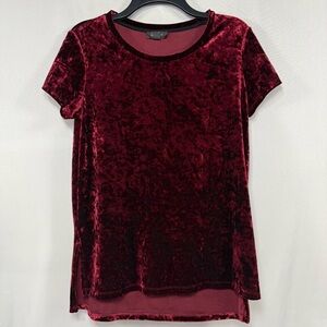 Crushed Velvet Lord + Taylor Burgundy Tunic Top Blouse Small